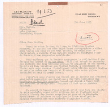 Brief von John. D. Newth an Emmy Martin