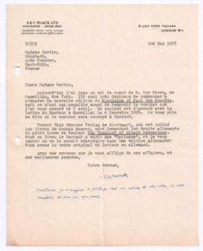 Brief von John. D. Newth an Emmy Martin