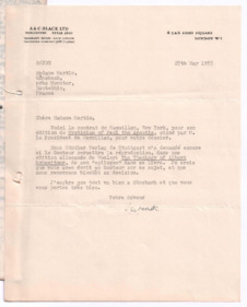 Brief von John. D. Newth an Emmy Martin