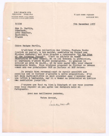 Brief von John. D. Newth an Emmy Martin
