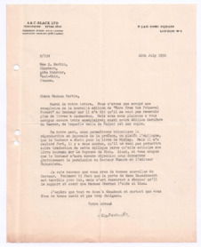 Brief von John. D. Newth an Emmy Martin