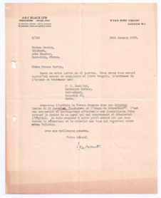 Brief von John. D. Newth an Emmy Martin
