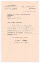 Brief von Joyce L. Kemp an Albert Schweitzer