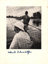 Gedr. Portrait mit eigenh. Unterschrift Albert Schweitzer