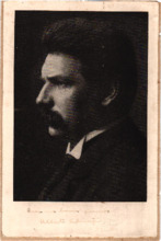 Eigenh. Widmung Albert Schweitzers, Portrait, Widmung verblasst