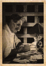Rückseitig mit einem Zitat Schweitzers versehenes Druckbild, mit gedr. U. Albert Schweitzers