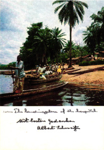 Eigenh. Beschriftetes Druckbild mit einer Widmung Albert Schweitzers, 1965