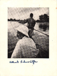 Gedr. Portrait mit eigenh. Unterschrift Albert Schweitzer