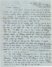 Brief von Gloria Coolidge an Rosey