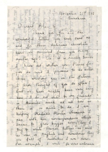 Brief von Gloria Coolidge an Ali Silver