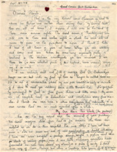 Brief von Gloria Coolidge an einen unbekannten Empfänger