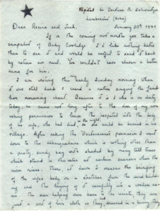 Brief von Gloria Coolidge an Jack Coolidge und Rosina