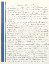 Brief von Leonor Stakenburg und Suzanna Coolidge an das Maison Albert Schweitzer