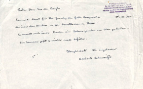 Eigenh. Brief Albert Schweitzers, 1 S., Günsbach, 1936