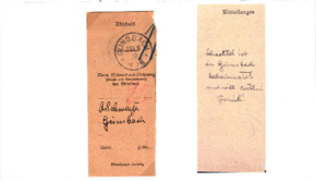 Paketabschnitt mit einer Order Schweitzers betreffend die Rücksendung einer Schachtel