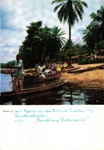 Postkarte von Ursula Brunch beschrieben, Typo, eigenh. U., 1 S., Lambarene, 1965