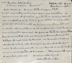 Eigenh. Brief von Albert Schweitzer and Mme Fouché-Scheidecker, 1 S., Lambarene, 1953