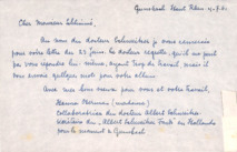 Eigenh. Brief in fremder Hand, mit angehefter Widmung Albert Schweitzers
