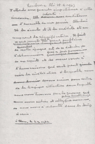 Briefentwurf, geschrieben auf Französisch, von Albert Schweitzer an Clara Urquhart