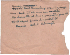 Handschriftliche Notiz von Albert Schweitzer
