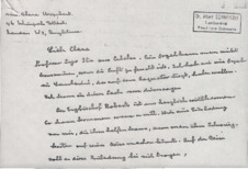 Brief von Albert Schweitzer an Clara Urquhart