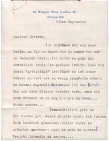 Brief von Clara Urquhart an Albert Schweitzer