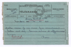 Telegramm von Clara Urquhart an Albert Schweitzer