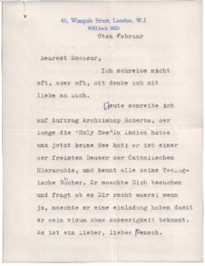 Brief von Clara Urquhart an Albert Schweitzer