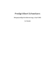 Predigt Albert Schweitzers