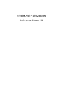 Predigt Albert Schweitzers
