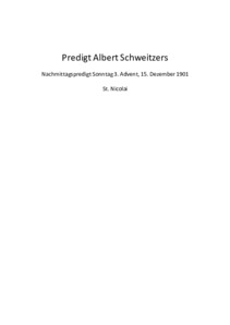 Predigt Albert Schweitzers
