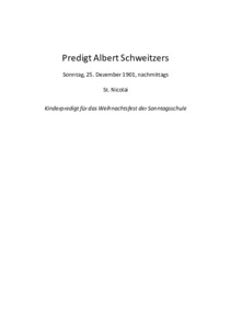 Predigt Albert Schweitzers