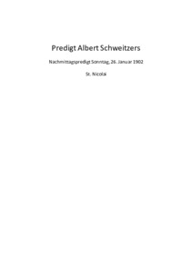 Predigt Albert Schweitzers