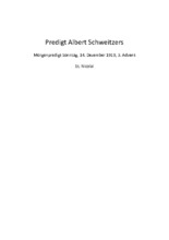 Predigt Albert Schweitzers am 3. Advent