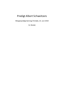 Predigt Albert Schweitzers