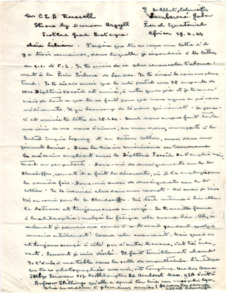 Brief von Albert Schweitzer an Lilian Russell