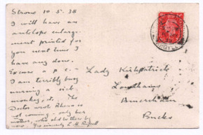 Postkarte von Lilian Russell an Lady Kirkpatrick