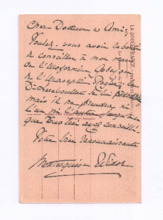 Postkarte von Mathilde De Montesquiou-Fézensac Widor an Albert Schweitzer