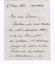 Brief von Mathilde De Montesquiou-Fézensac Widor an Albert Schweitzer