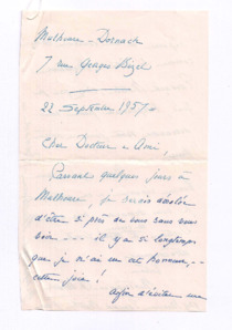 Brief von Mathilde De Montesquiou-Fézensac Widor an Albert Schweitzer