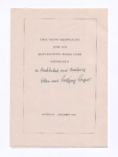 Glückwünsche von Ellen und Wolfgang Wagner für Weihnachten und Neujahr
