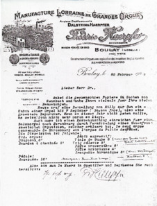 Brief von Fréderic Haerpfer an Albert Schweitzer, mit Antorten/ Notizen v. Schweitzer