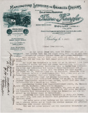 Brief von Fréderic Haerpfer an Albert Schweitzer