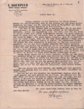 Brief von Fréderic Haerpfer an Albert Schweitzer
