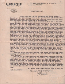 Brief von Fréderic Haerpfer an Albert Schweitzer