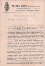 Brief von Alfred Kern an Albert Schweitzer
