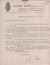 Brief von Alfred Kern an Albert Schweitzer