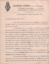 Brief von Alfred Kern an Albert Schweitzer