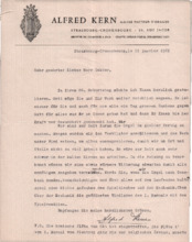 Brief von Alfred Kern an Albert Schweitzer