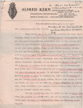 Brief von Alfred Kern an Albert Schweitzer